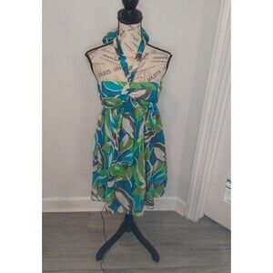 Milly of new york 100% silk Halter Dress Size 6 Multi-colored Summer Beachy Boho